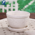 Set of 3 Ceramic Embossed Flowerpot